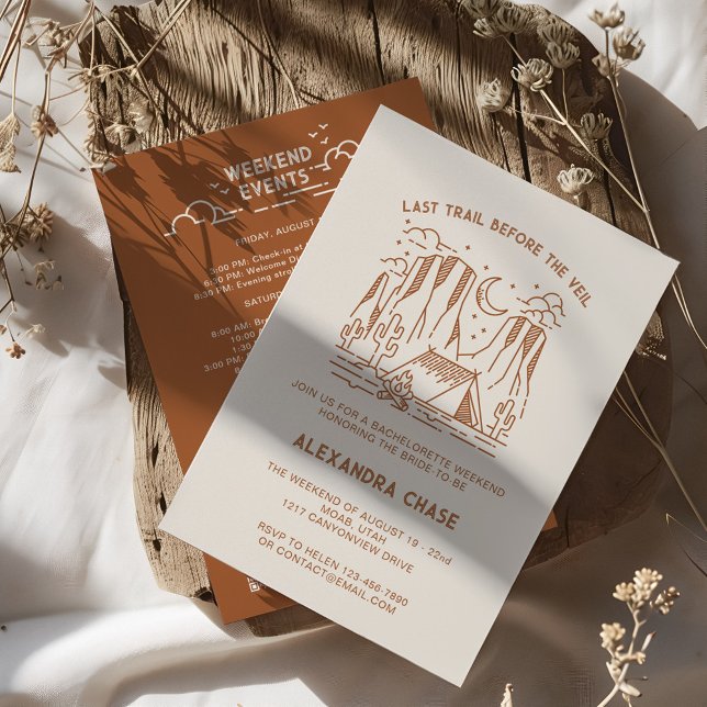 Invitation Week-end Itinéraire Du Camp Rétro (Retro Camp Bachelorette Itinerary Weekend Invitation)