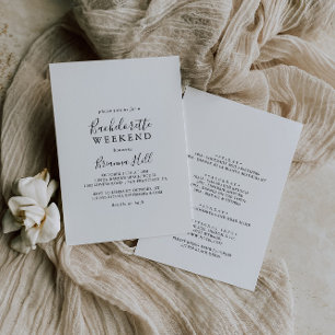 Invitation Week-end simple et minimaliste pour future mariée