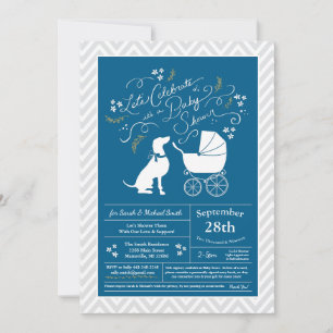 Invitation Weimaraner Chien Baby shower Garçon bleu