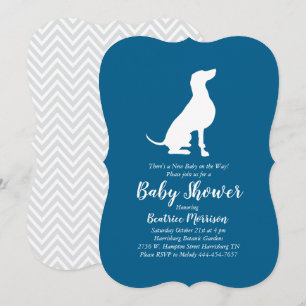 Invitation Weimaraner Chien Baby shower Garçon bleu