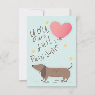 Invitation Weiner Dog & Balloon Valentine's Day Card