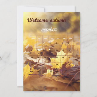 Invitation Welcom Calendrier d'automne avec Lea jaune et Brow