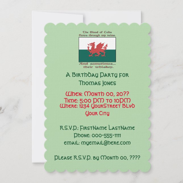 Invitation Welsh Whiskey Birthday Party (Devant)