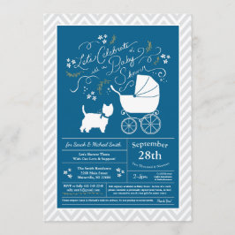 Invitation West Highland Terrier Chien Baby shower Blue Boy