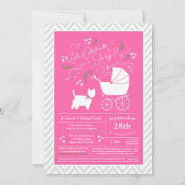 Invitation West Highland Terrier Chien Baby shower Rose Girl