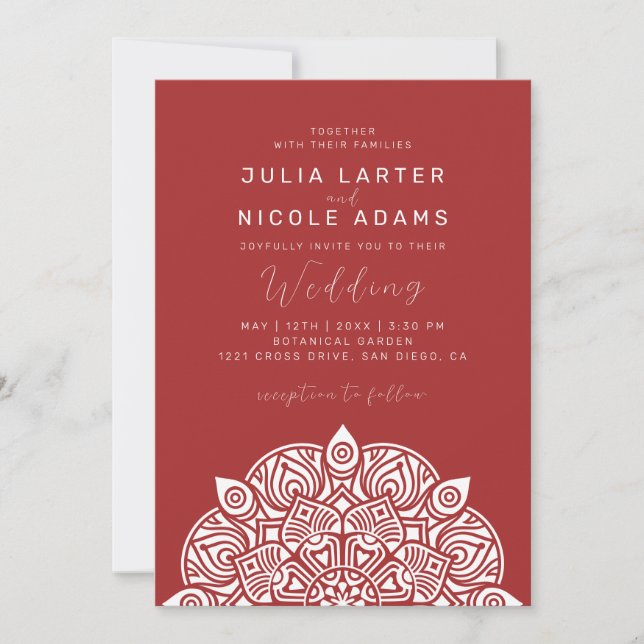 Invitation West Pacific Variant Oval Classic Mandala Wedding (Devant)