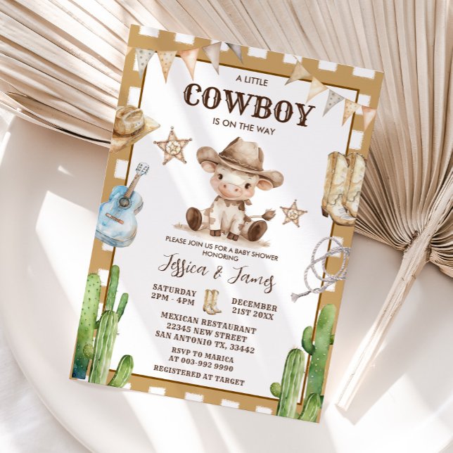 Invitation Western A Little Cowboy est sur le Baby shower Way (Créateur téléchargé)