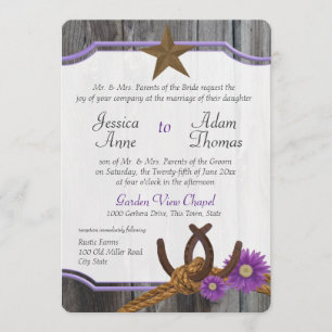 Invitation Western Barnwood et Horseshoes