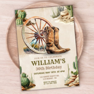 Invitation Western Birthday Party, Rustic Cowboy 30e
