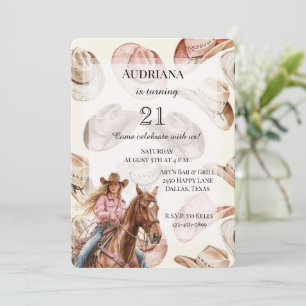 Invitation Western Blond Cowgirl Casquette Anniversaire