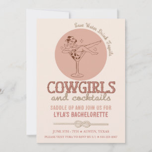 Invitation Western Blush Cowgirls et Cocktails Bachelorette