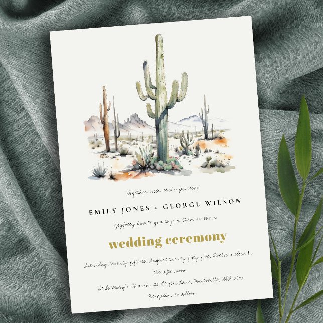 Invitation Western Boho Cactus Mariage du paysage du désert (Créateur téléchargé)