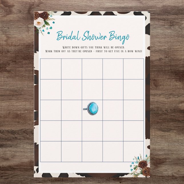 Invitation Western Boho Fleur sauvage Fête des mariées Bingo (Western Boho Wildflowers Bridal Shower Bingo game)