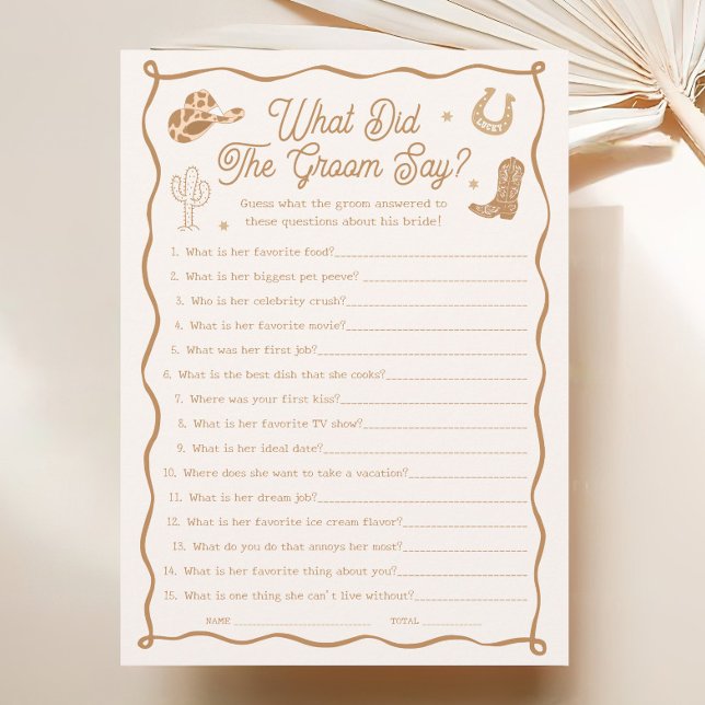 Invitation Western Bridal Shower What Did the Groom Say Game  (Créateur téléchargé)
