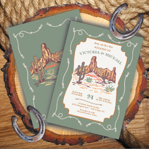 Invitation Western Canyon Desert Cactus Mariage