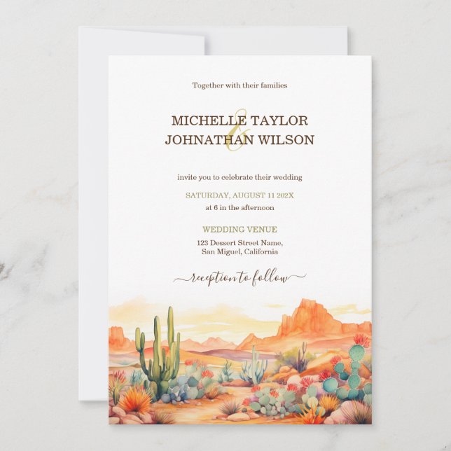 Invitation Western Canyon Mexican Cactus Desert California (Devant)