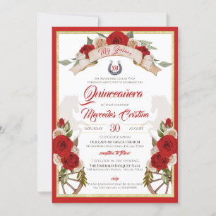 Invitation Western Charro Candy Rouge Rustique Quinceañera