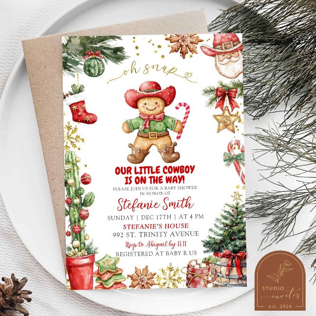 Invitation Western Cookies Pain d'épices Baby shower Cowboy (Créateur téléchargé)