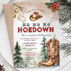 Invitation Western Country Christmas Hoedown Fête de Noël
