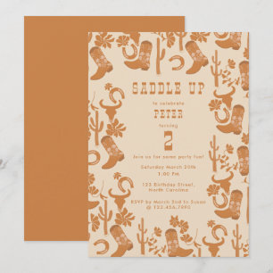 Invitation Western Country Cowboy Bottes Saddup Anniversaire