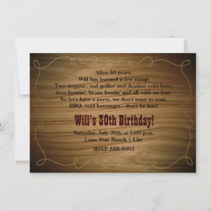 Invitation Western Country Cowboy Fête d'anniversaire Invitat