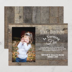 Invitation western country grange bois photo fête d'anniversa