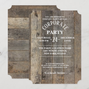 Invitation western country grange bois rustique Corporate Par