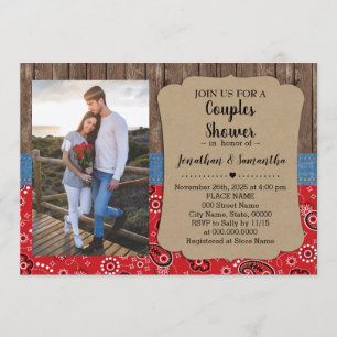 Invitation Western couples douche country chic mariage