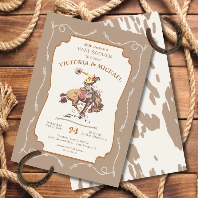 Invitation Western Cowboy Bucking Baby shower Bronco (Créateur téléchargé)