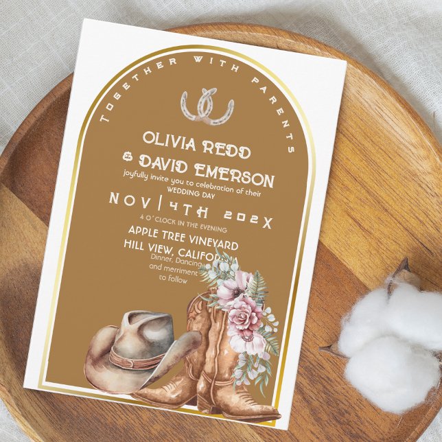 Invitation Western Cowboy Country Rustic Floral Mariage (Créateur téléchargé)