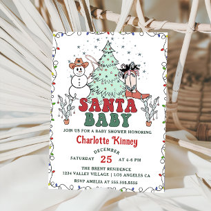 Invitation Western Cowboy Père Noël Baby Christmas Baby showe