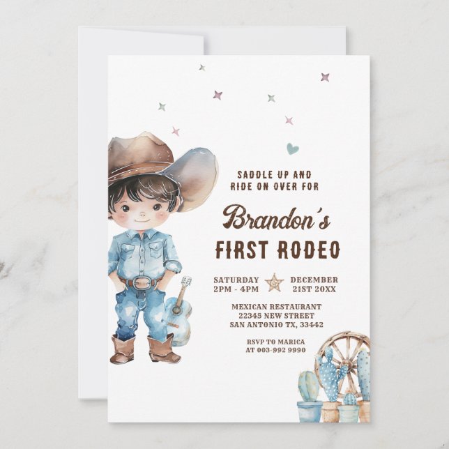Invitation Western Cowboy Premier Rodéo fête d'anniversaire (Devant)