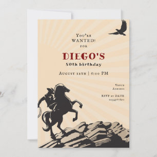 Invitation Western Cowboy Vaquero Wild West Adulte Anniversai