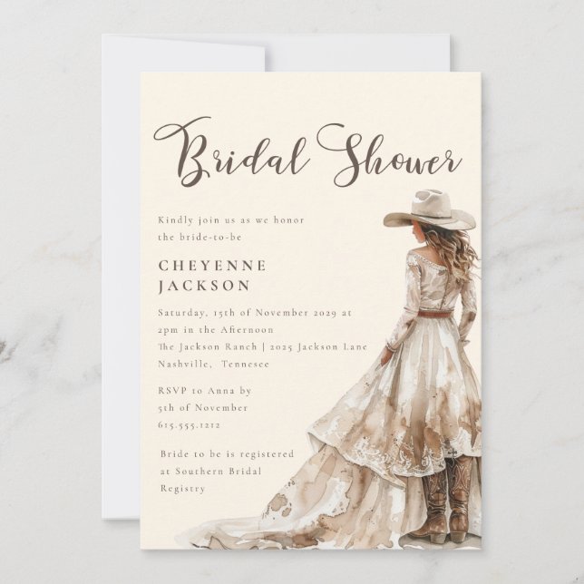 Invitation Western Cowgirl and Lace Bridal Shower  (Devant)