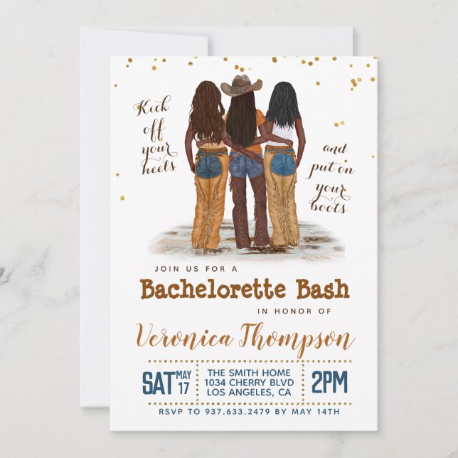 Invitation Western Cowgirl Bachelorette Fête des mariées (Devant)