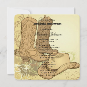 Invitation Western Cowgirl Boots Casquette Fête des mariées