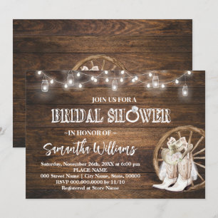 Invitation Western Cowgirl Fête des mariées Pays Mariage chic