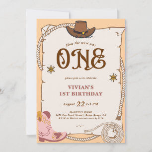 Invitation Western Cowgirl First Rodeo Anniversaire Invitatio