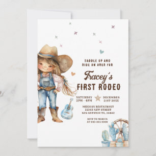 Invitation Western Cowgirl Premier Rodéo fête d'anniversaire