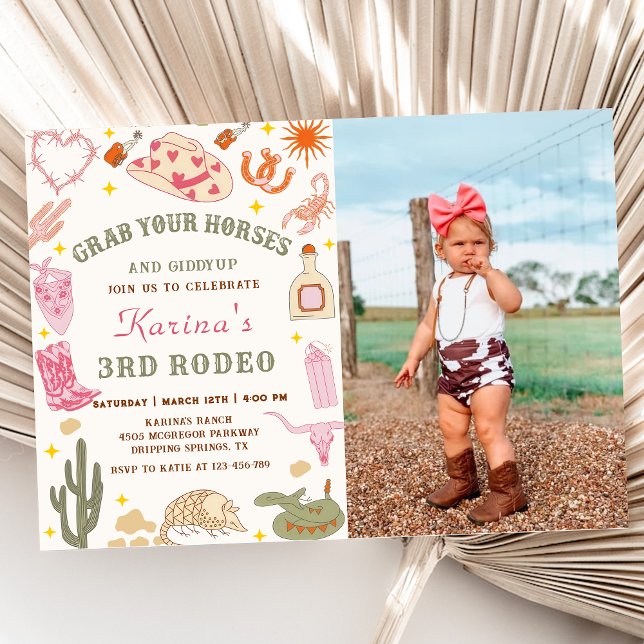 Invitation Western Cowgirl Rodeo Anniversaire Photo Invitatio (Créateur téléchargé)