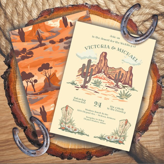 Invitation Western Desert Cactus Cowboy Mariage (Créateur téléchargé)