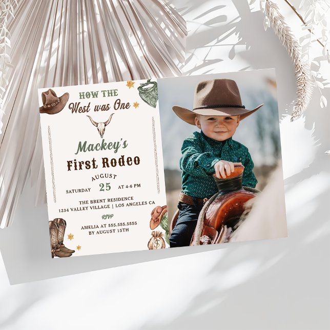 Invitation Western First Rodeo Rustic Anniversaire Photo (Créateur téléchargé)
