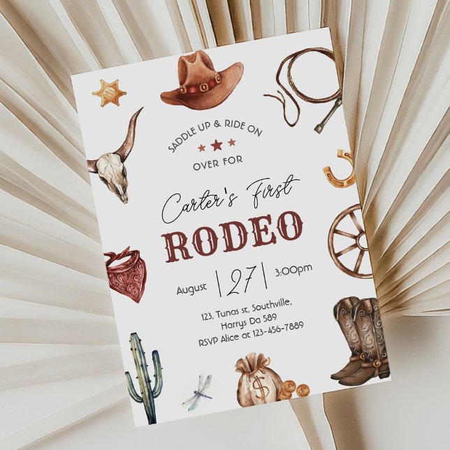 Invitation Western First Rodeo Wild West Cowboy Anniversaire (Créateur téléchargé)