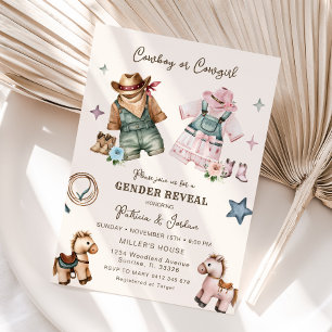 Invitation Western Gender Reveillez Cowgirl ou Cowboy