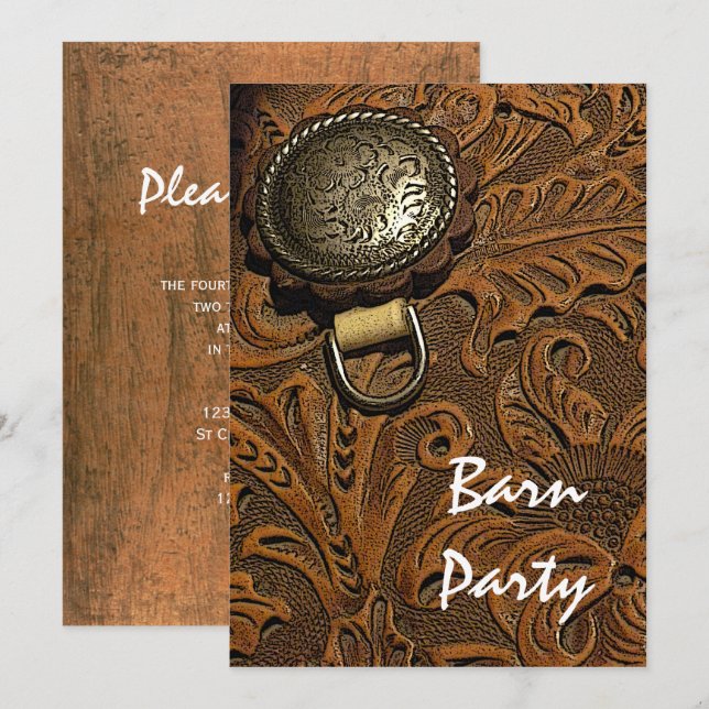 Invitation Western Horse Saddle Barn Party (Devant / Derrière)