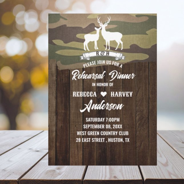 Invitation Western La chasse est sur le dîner de répétition M (Western The Hunt Is Over Wedding Rehearsal Dinner Invitation)