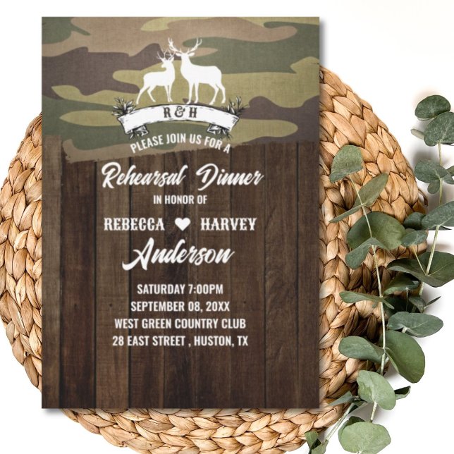 Invitation Western La chasse est sur le dîner de répétition M (Western The Hunt Is Over Wedding Rehearsal Dinner Invitation)