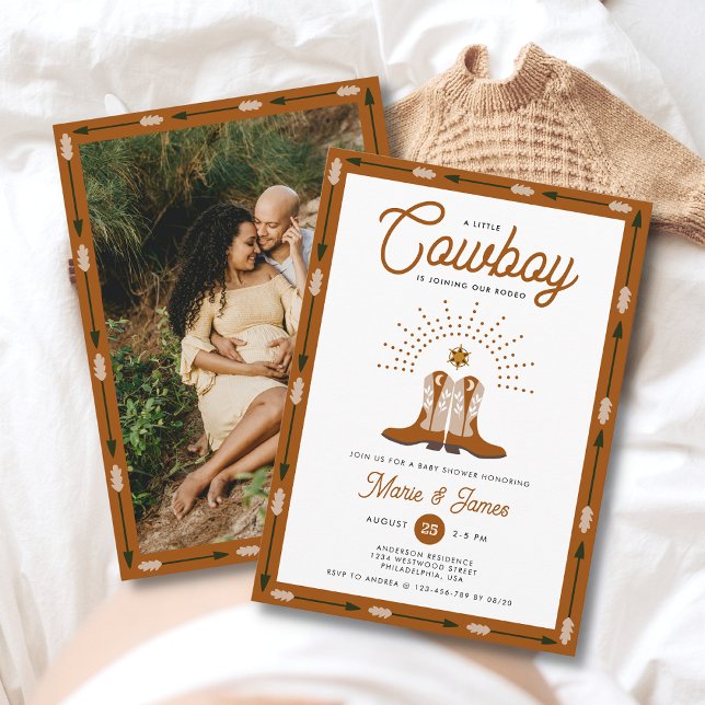 Invitation Western Little Cowboy Rodeo Baby shower photo (Créateur téléchargé)