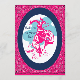 Invitation Western Party Rodéo Cowgirl Bucking Horse