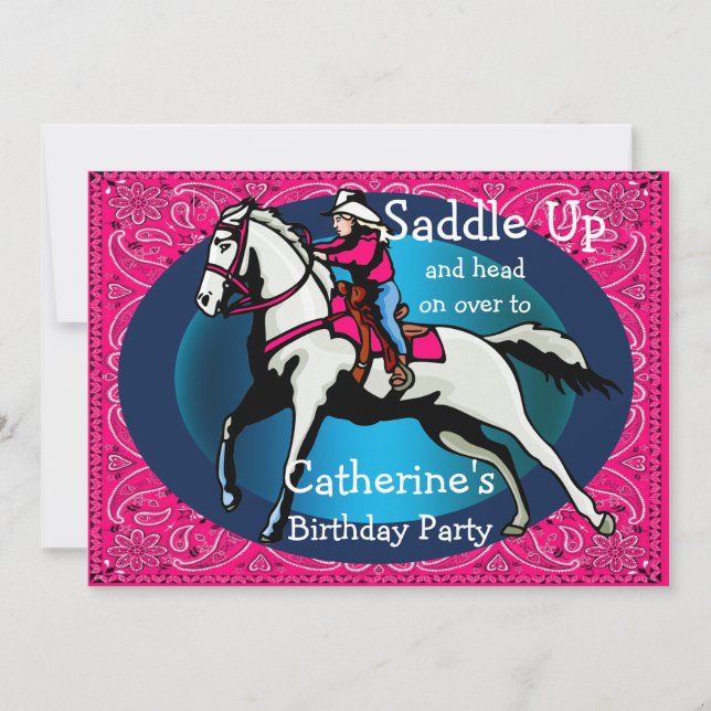 Invitation Western Party Rodéo Cowgirl Horse Barrel Racing (Devant)